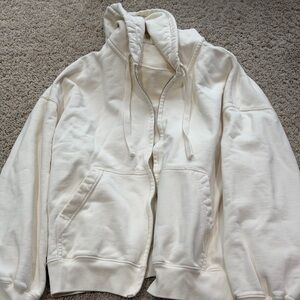 Zara Men's Cream Zip-Up Sweater